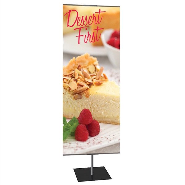 24in x 96in Classic Banner Stand Medium Black With Square Base Double-Sided Graphic Package. We offers a full line of trade show displays, pop up booths, banner stands, table top displays, banner stands, hanging banners, signs, molded shipping cases.
