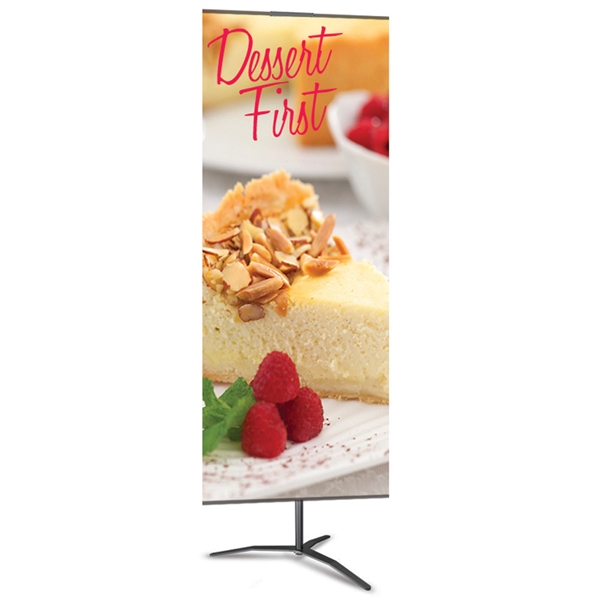 24in x 96in Classic Banner Stand Medium Black With Travel Base Double-Sided Graphic Package. We offers a full line of trade show displays, pop up booths, banner stands, table top displays, banner stands, hanging banners, signs, molded shipping cases.