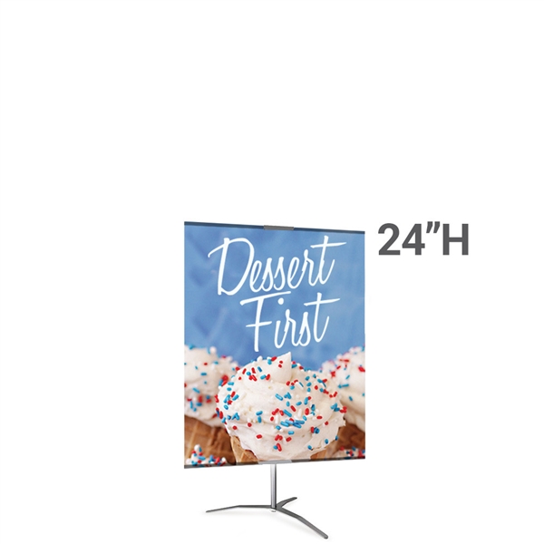 36in x 24in Classic Banner Stand Large Silver With Travel Base Double-Sided Graphic Package. We offers a full line of trade show displays, pop up booths, banner stands, table top displays, banner stands, hanging banners, signs, molded shipping cases.
