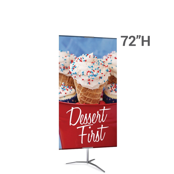 36in x 72in Classic Banner Stand Large Silver With Travel Base Single-Sided Graphic Package. We offers a full line of trade show displays, pop up booths, banner stands, table top displays, banner stands, hanging banners, signs, molded shipping cases.