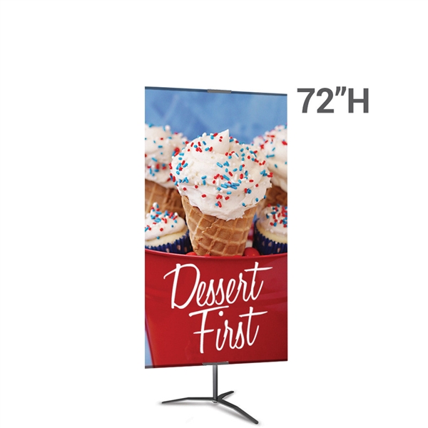 36in x 72in Classic Banner Stand Large Black With Travel Base Double-Sided Graphic Package. We offers a full line of trade show displays, pop up booths, banner stands, table top displays, banner stands, hanging banners, signs, molded shipping cases.