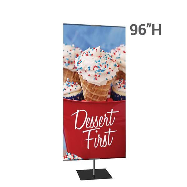 36in x 96in Classic Banner Stand Large Black With Square Base Double-Sided Graphic Package. We offers a full line of trade show displays, pop up booths, banner stands, table top displays, banner stands, hanging banners, signs, molded shipping cases.