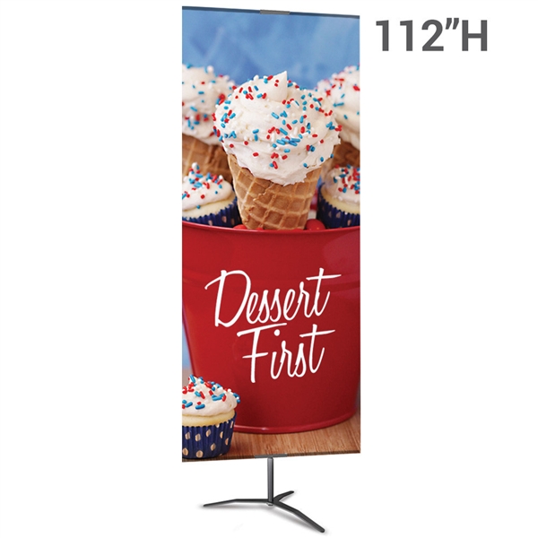 36in x 112in Classic Banner Stand Large Black With Travel Base Double-Sided Graphic Package. We offers a full line of trade show displays, pop up booths, banner stands, table top displays, banner stands, hanging banners, signs, molded shipping cases.
