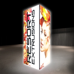 Backlit Big Sky Towers are professional displays that draw eyes to your trades show booth. These backlit illuminated fabric towers are constructed of aluminum extrusions designed to hold SEG graphics. Feature easy assembly and come packed in a hard molded