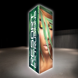 Backlit Big Sky Towers are professional displays that draw eyes to your trades show booth. These backlit illuminated fabric towers are constructed of aluminum extrusions designed to hold SEG graphics. Feature easy assembly and come packed in a hard molded