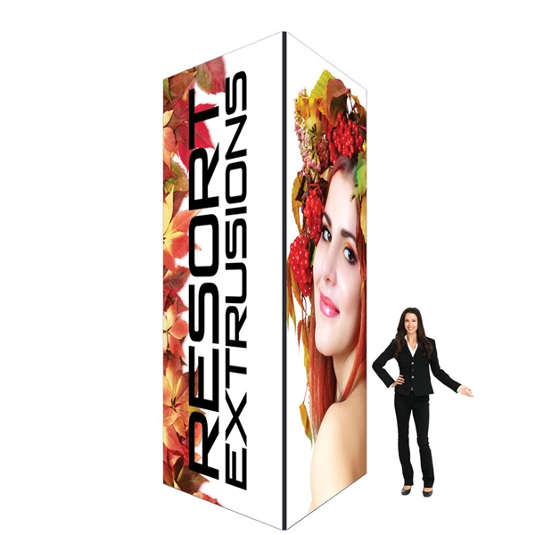 Big Sky Towers are professional displays that draw eyes to your trades show booth. These tension fabric tower are constructed of aluminum extrusions designed to hold SEG stretch fabric graphics.  Feature easy assembly and come packed in a hard molded case