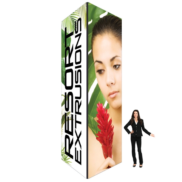 Big Sky Towers are professional displays that draw eyes to your trades show booth. These tension fabric tower are constructed of aluminum extrusions designed to hold SEG stretch fabric graphics.  Feature easy assembly and come packed in a hard molded case