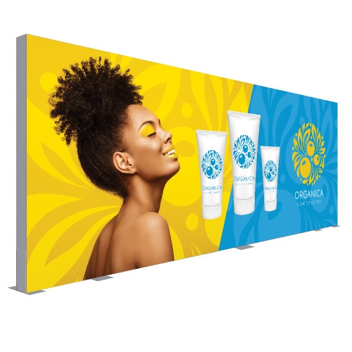 15ft x 9ft Floor Standing SEG Display | VAIL 180DB Frame & SEG Custom Double-Sided Print | xyzDisplays.com